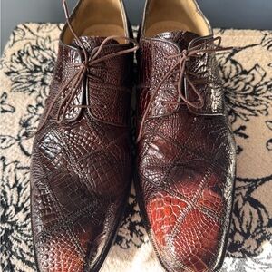 Elegant Brown Studio Belvedere genuine alligator Oxford Shoes pre owned Sz 9